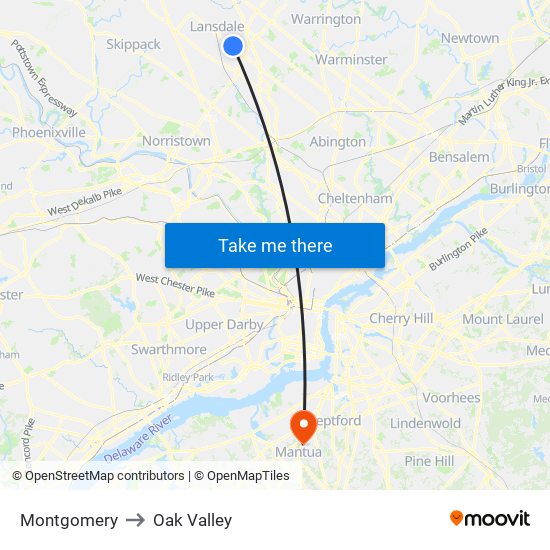 Montgomery to Oak Valley map