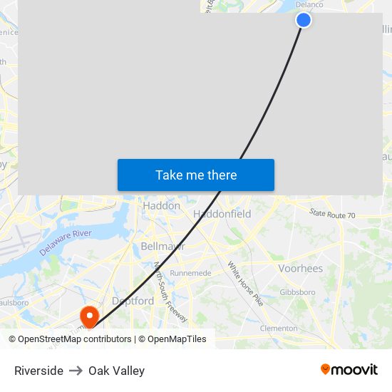 Riverside to Oak Valley map