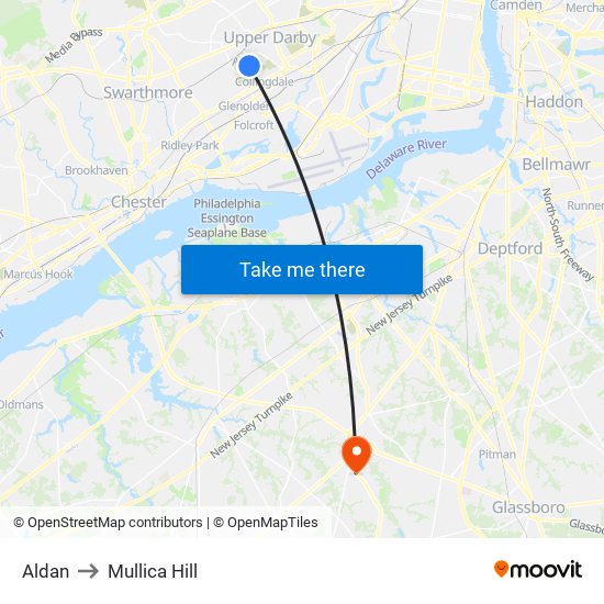 Aldan to Mullica Hill map