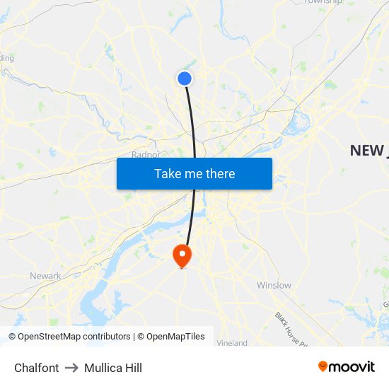 Chalfont to Mullica Hill map