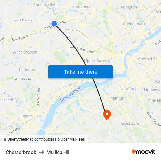 Chesterbrook to Mullica Hill map