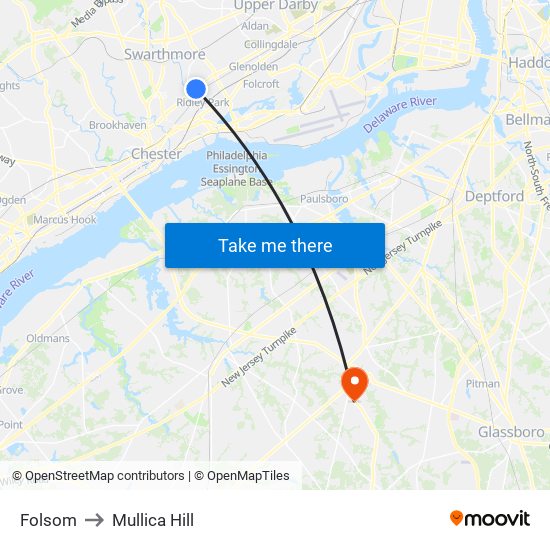 Folsom to Mullica Hill map