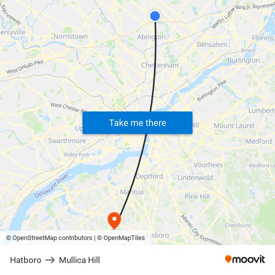 Hatboro to Mullica Hill map