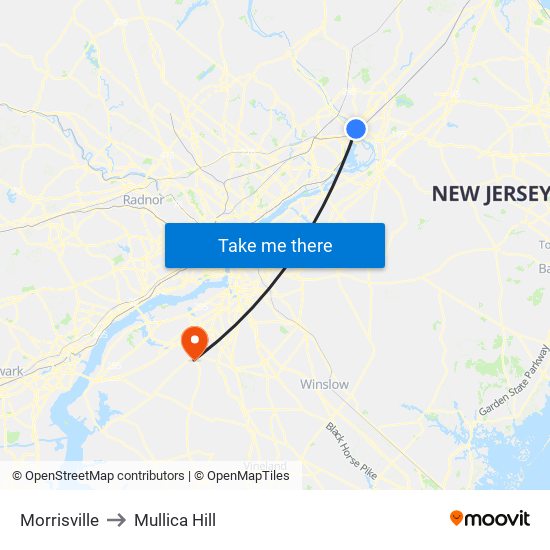 Morrisville to Mullica Hill map