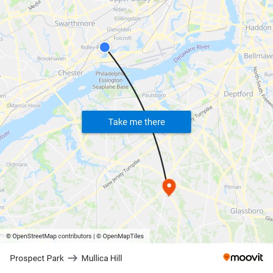 Prospect Park to Mullica Hill map