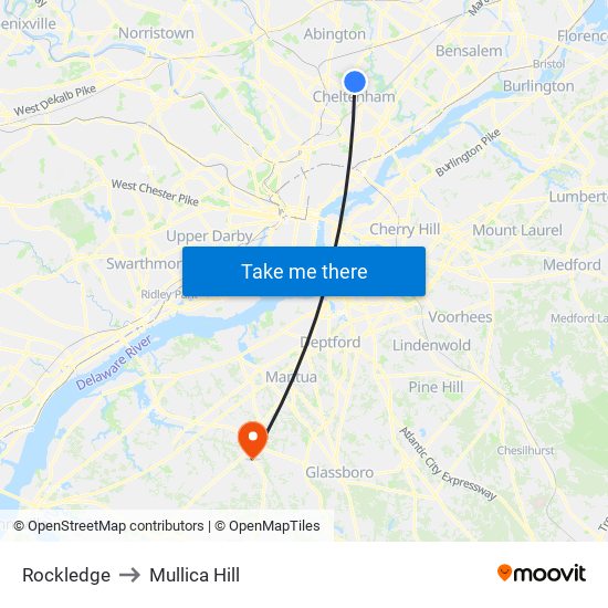 Rockledge to Mullica Hill map