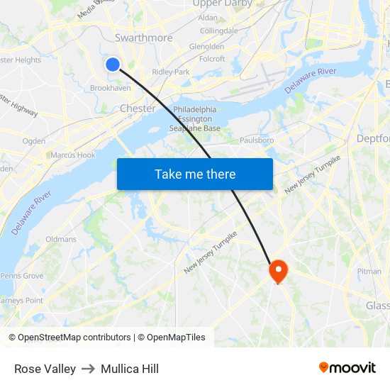 Rose Valley to Mullica Hill map