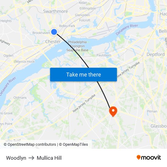 Woodlyn to Mullica Hill map