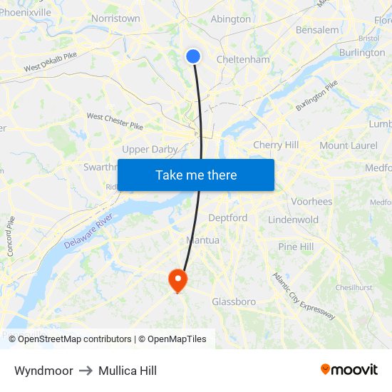 Wyndmoor to Mullica Hill map