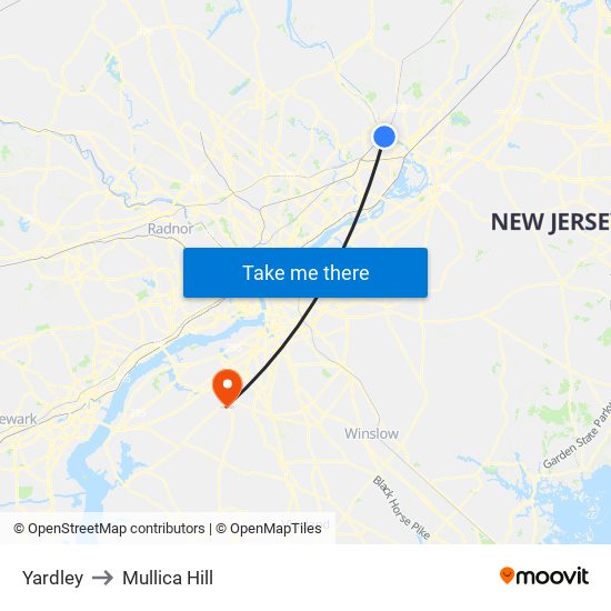 Yardley to Mullica Hill map