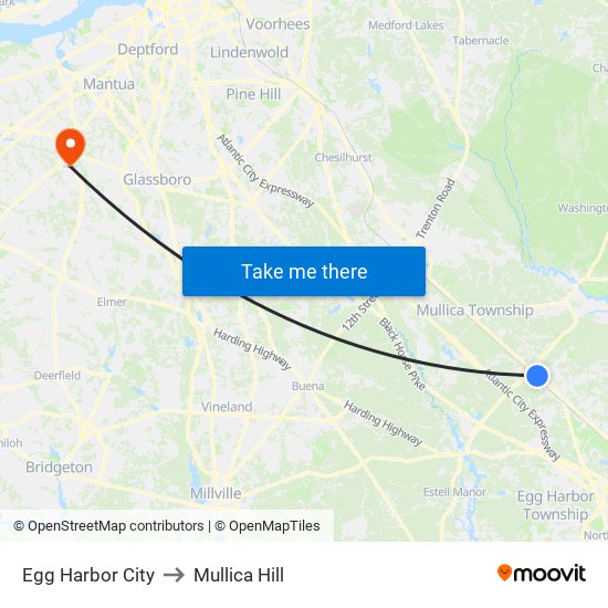 Egg Harbor City to Mullica Hill map