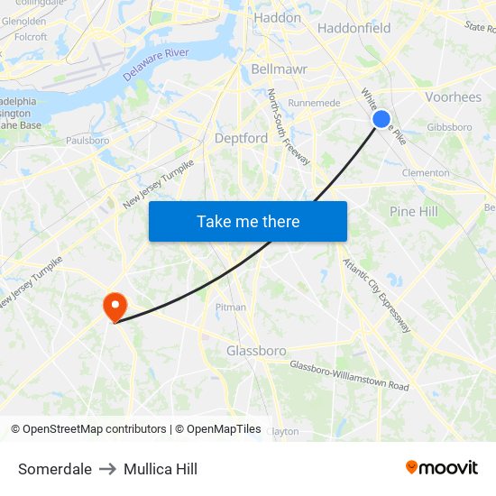 Somerdale to Mullica Hill map