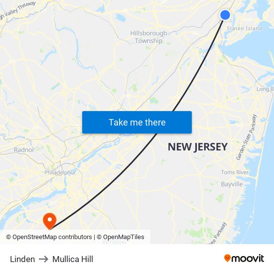 Linden to Mullica Hill map
