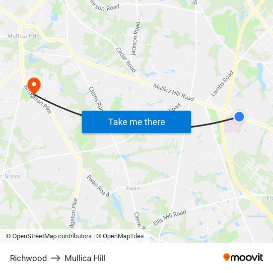 Richwood to Mullica Hill map