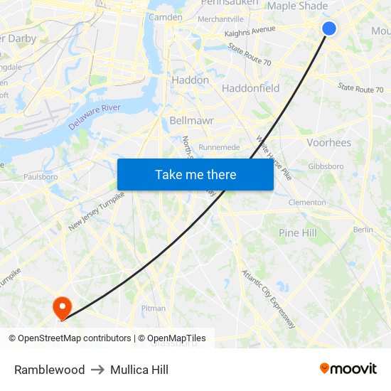 Ramblewood to Mullica Hill map