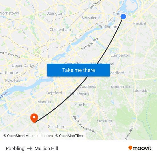 Roebling to Mullica Hill map