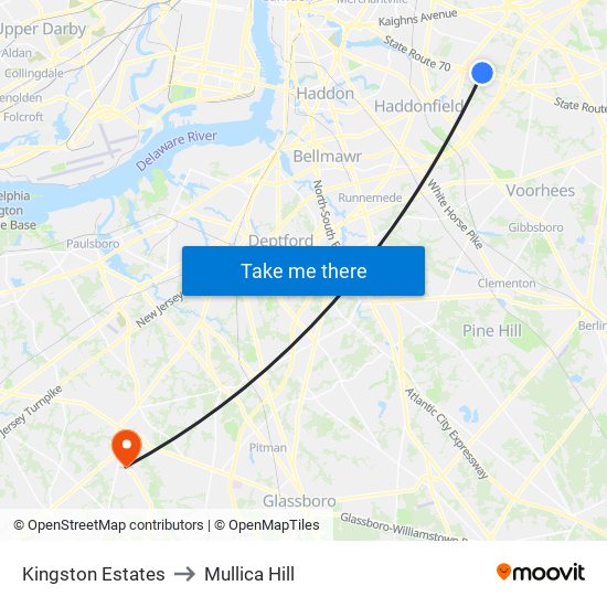 Kingston Estates to Mullica Hill map