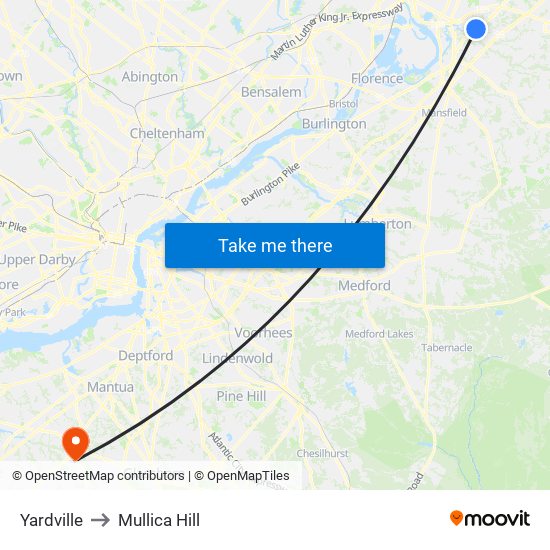 Yardville to Mullica Hill map