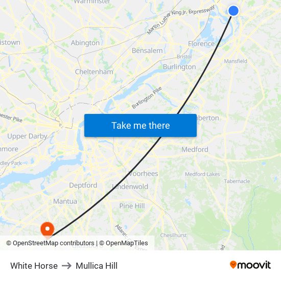 White Horse to Mullica Hill map