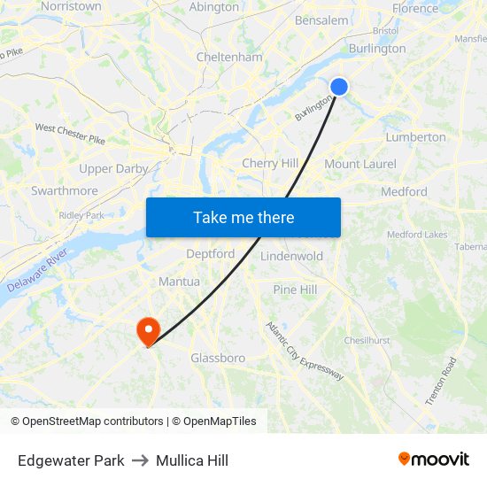 Edgewater Park to Mullica Hill map