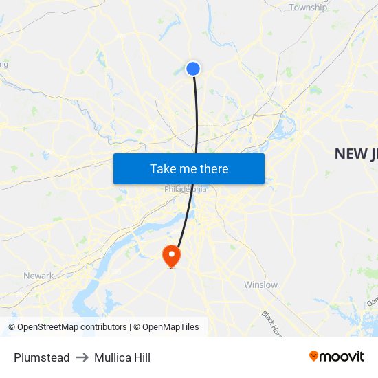 Plumstead to Mullica Hill map