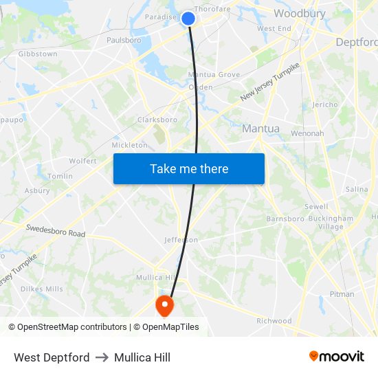 West Deptford to Mullica Hill map