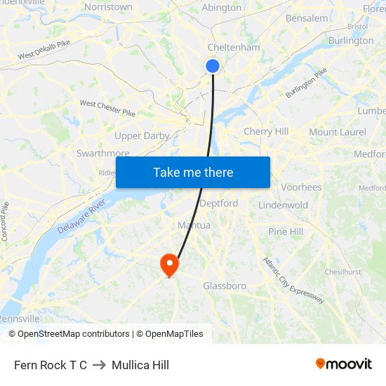 Fern Rock T C to Mullica Hill map
