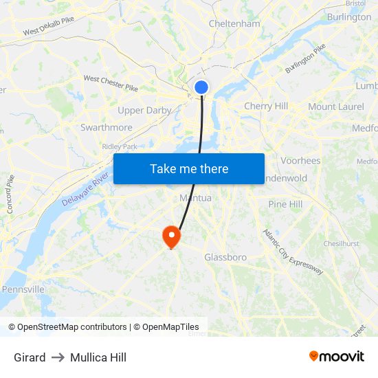 Girard to Mullica Hill map
