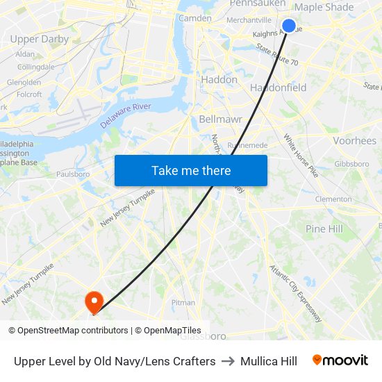 Upper Level by Old Navy/Lens Crafters to Mullica Hill map