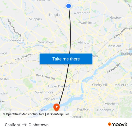 Chalfont to Gibbstown map