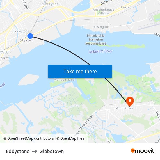 Eddystone to Gibbstown map