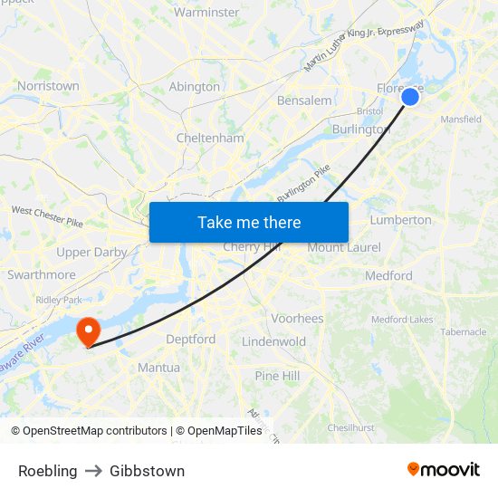 Roebling to Gibbstown map