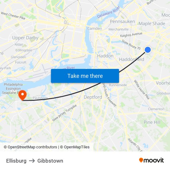 Ellisburg to Gibbstown map