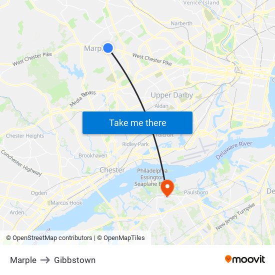 Marple to Gibbstown map