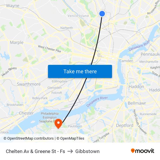 Chelten Av & Greene St - Fs to Gibbstown map