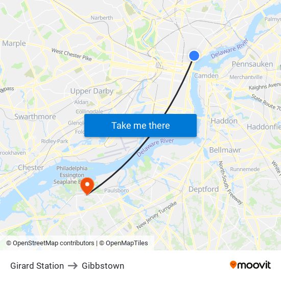 Girard Station to Gibbstown map