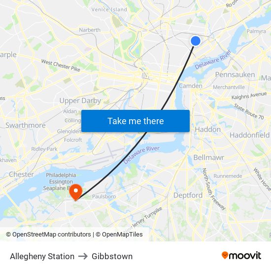 Allegheny Station to Gibbstown map
