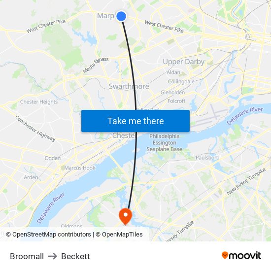 Broomall to Beckett map