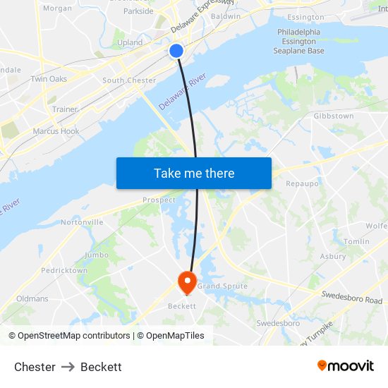 Chester to Beckett map