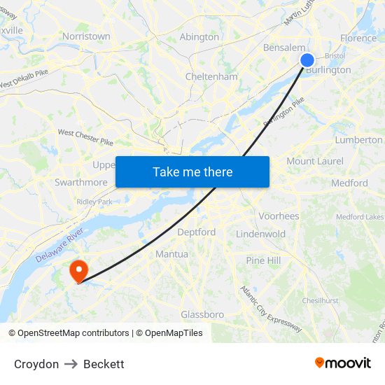 Croydon to Beckett map