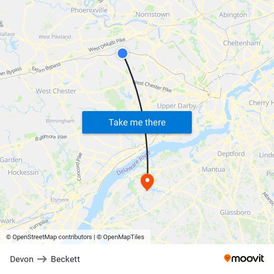 Devon to Beckett map