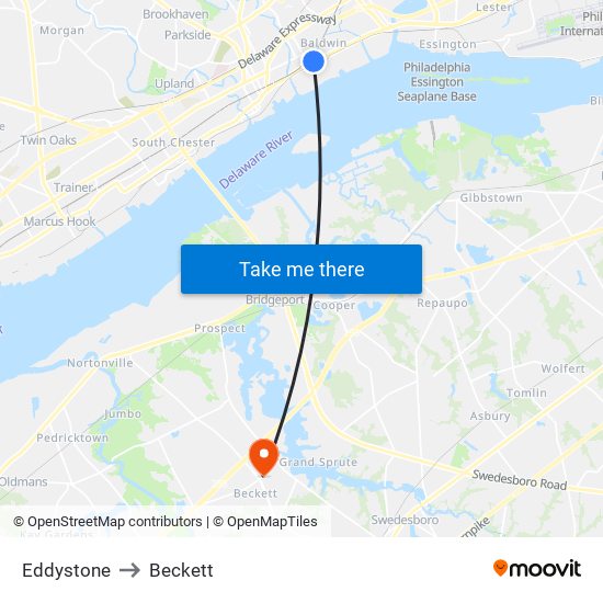 Eddystone to Beckett map