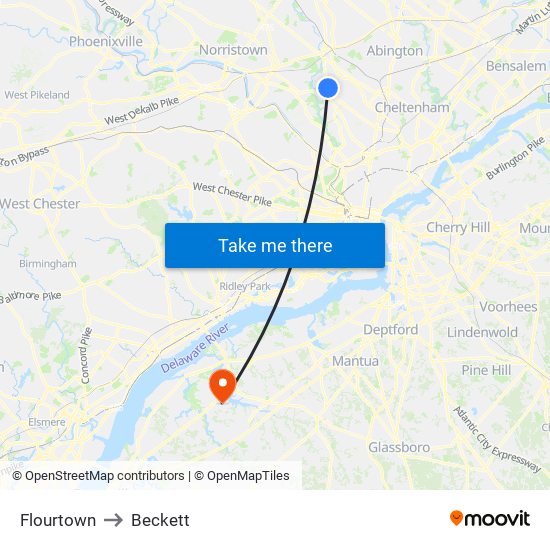 Flourtown to Beckett map