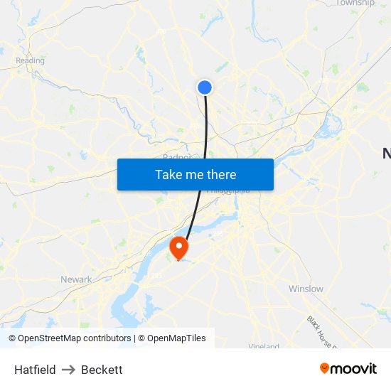 Hatfield to Beckett map