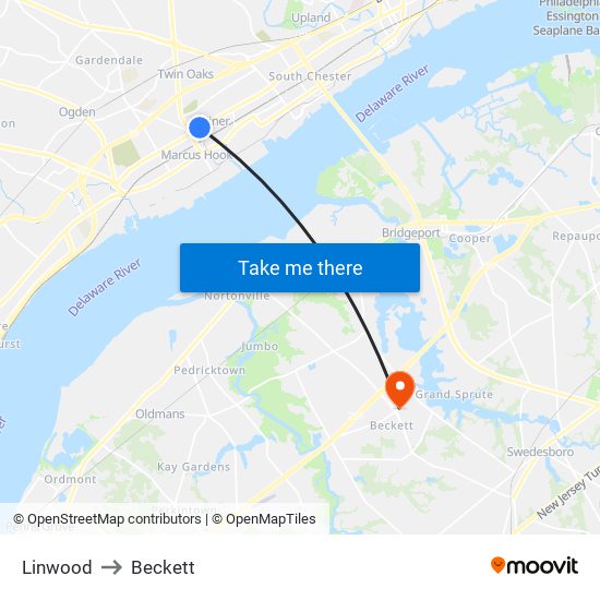 Linwood to Beckett map