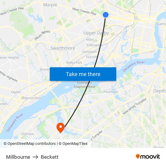 Millbourne to Beckett map