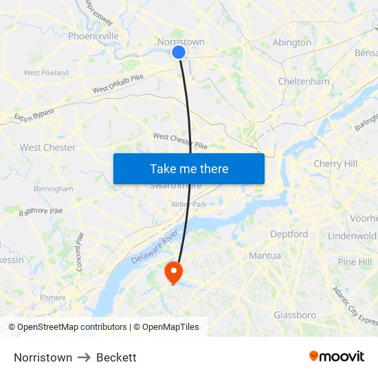 Norristown to Beckett map