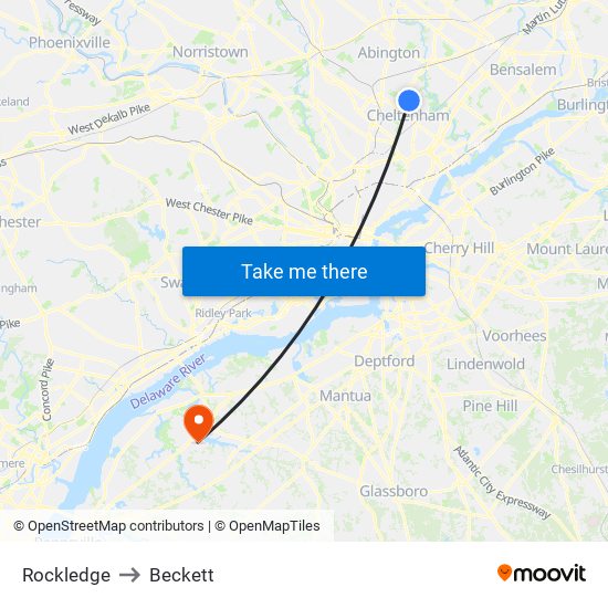 Rockledge to Beckett map