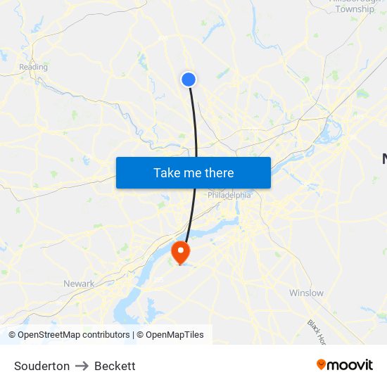 Souderton to Beckett map