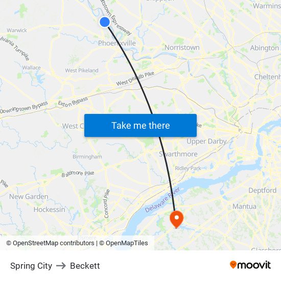 Spring City to Beckett map